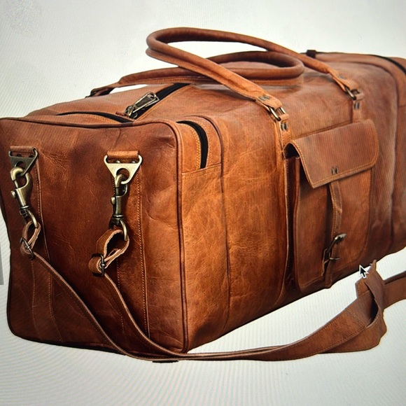 Leather Duffel Bag - Overnight Weekender Bag
